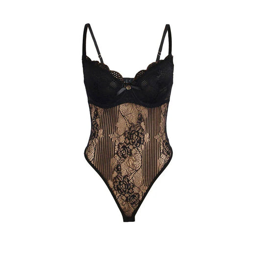 SUBBLIME - 955618 BODY DE ENCAJE CON CIERRE INFERIOR NEGRO S/M - Nuvica