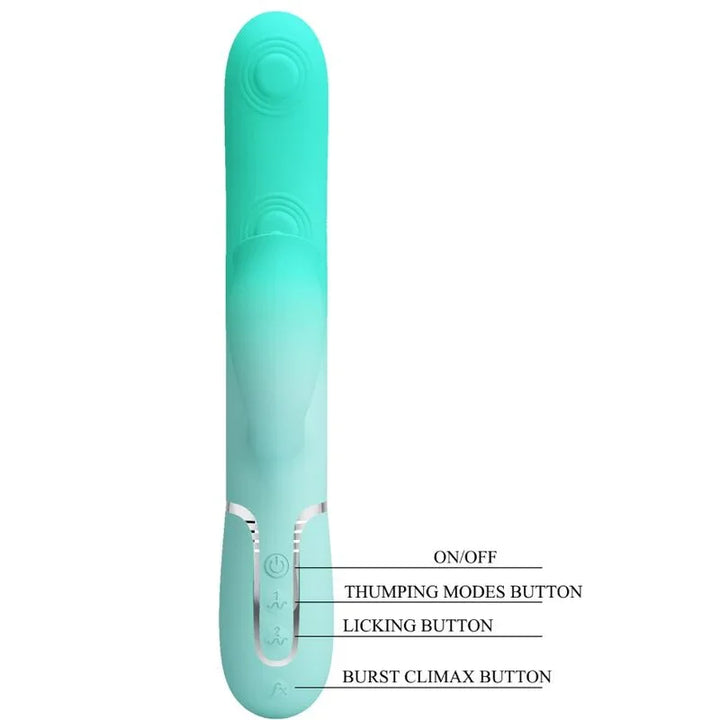 PRETTY LOVE - GIGI VIBRADOR RABBIT MULTIFUNCIÓN VERDE AGUA - Nuvica