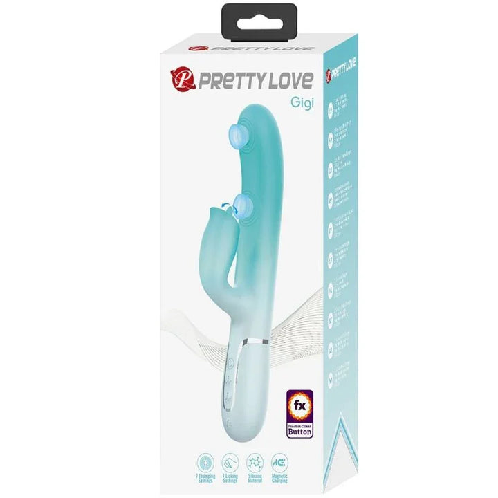 PRETTY LOVE - GIGI VIBRADOR RABBIT MULTIFUNCIÓN VERDE AGUA - Nuvica
