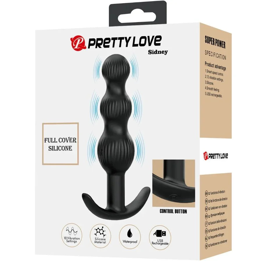 PRETTY LOVE - SIDNEY VIBRADOR ANAL 10 VIBRACIONES NEGRO - Nuvica