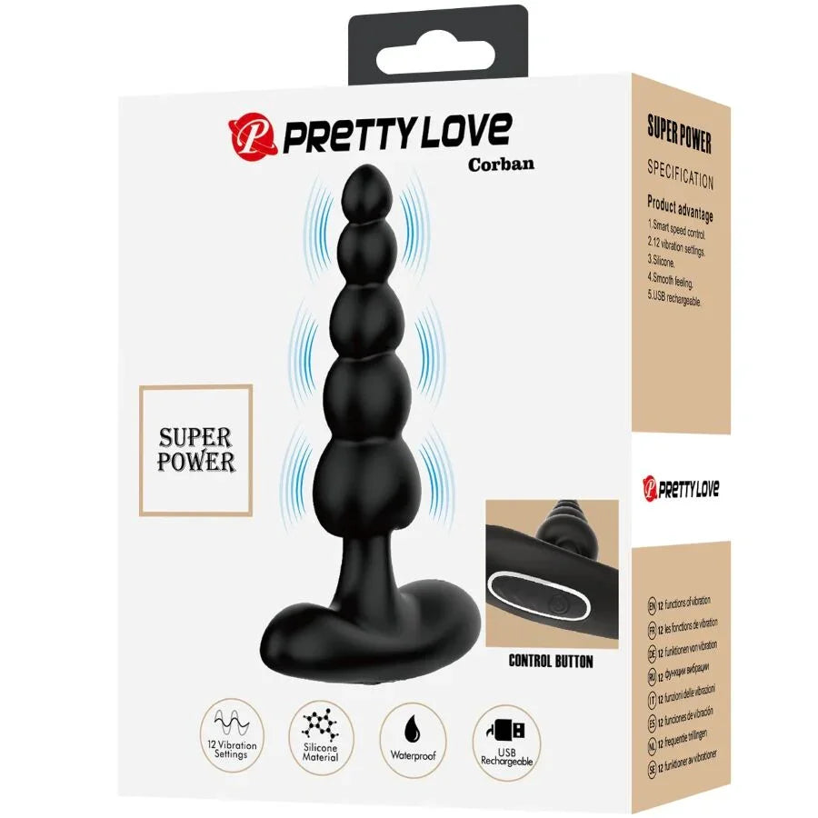 PRETTY LOVE - CORBAN VIBRADOR ANAL 10 VIBRACIONES NEGRO - Nuvica