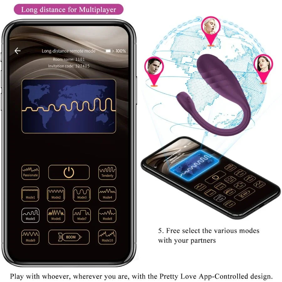 PRETTY LOVE - LEVIATHAN VIBRADOR CONTROLADO POR APP MORADO - Nuvica