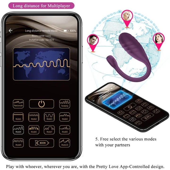 PRETTY LOVE - LEVIATHAN VIBRADOR CONTROLADO POR APP MORADO - Nuvica
