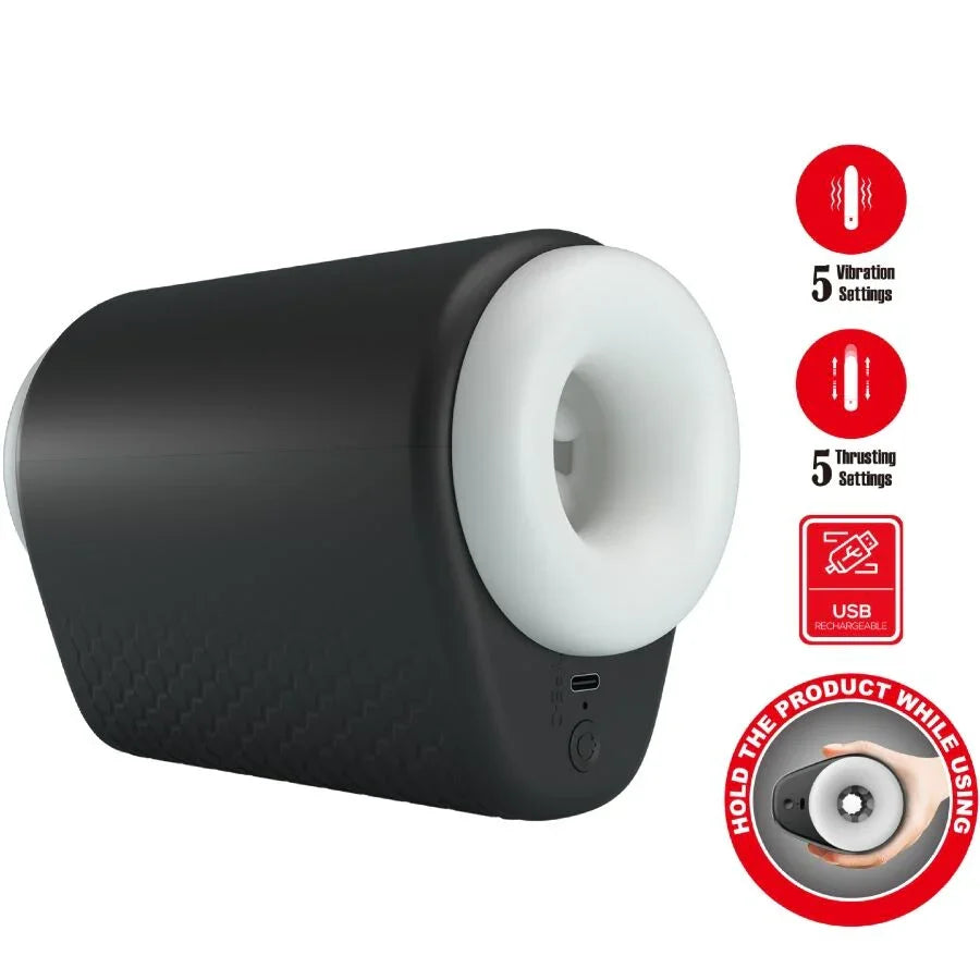 PRETTY LOVE - DJ GIRL MASTURBADOR MASCULINO CON VIBRACIÓN 5 CONFIGURACIONES NEGRO - Nuvica