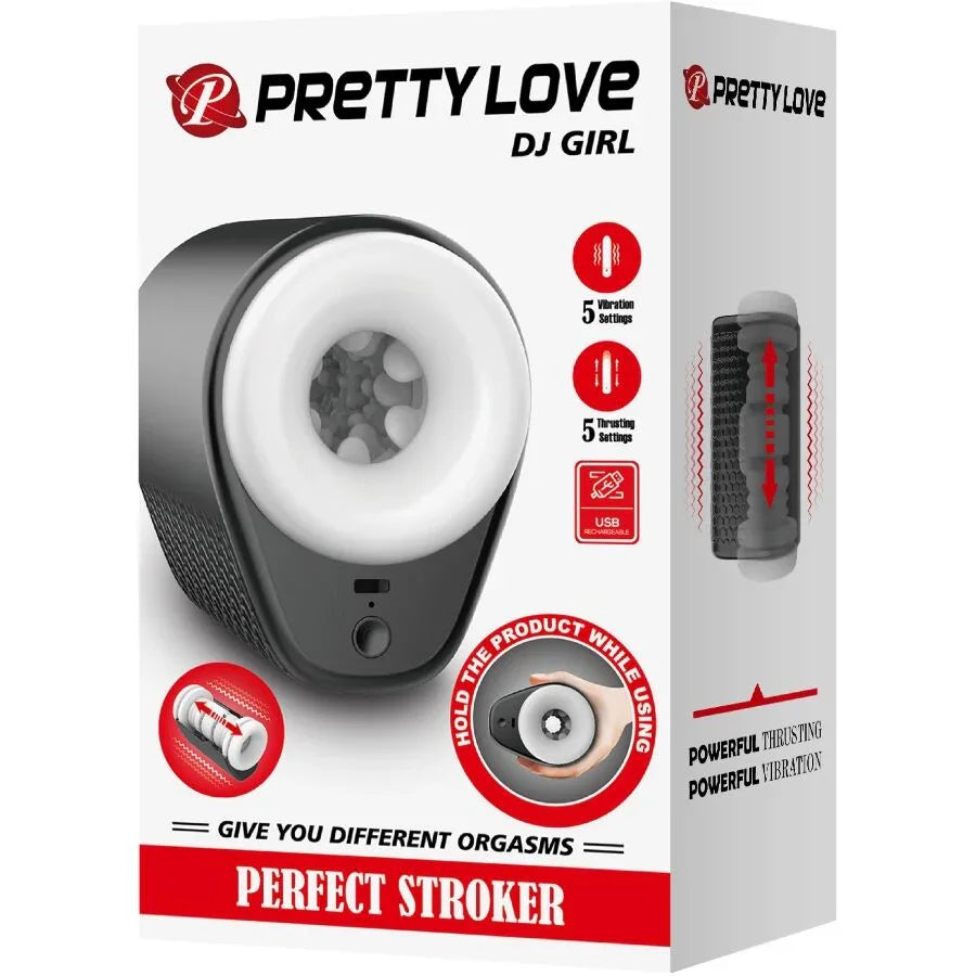 PRETTY LOVE - DJ GIRL MASTURBADOR MASCULINO CON VIBRACIÓN 5 CONFIGURACIONES NEGRO - Nuvica