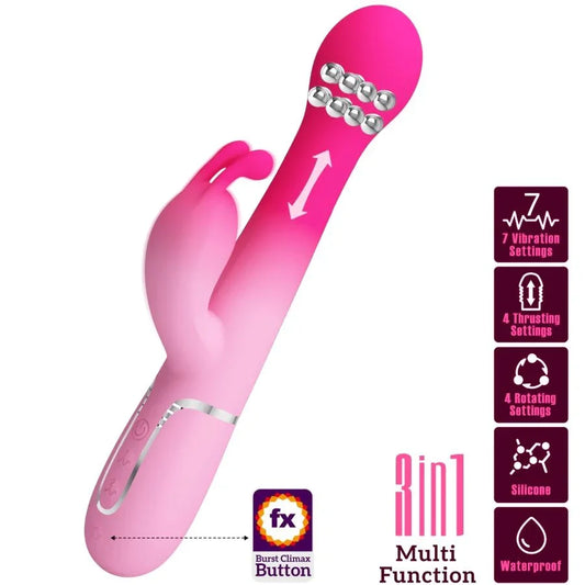 PRETTY LOVE - DEJON VIBRADOR RABBIT 3 EN 1 MULTIFUNCIÓN ROSA - Nuvica
