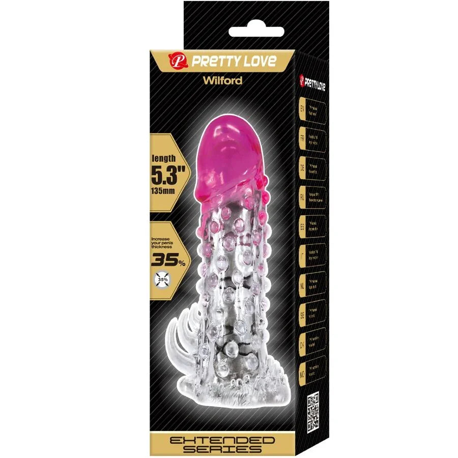 PRETTY LOVE - WILFORD FUNDA REALÍSTICA ALARGADORA CON RELIEVE PARA PENE ROSA - Nuvica