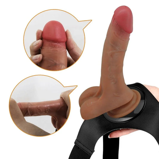 PRETTY LOVE - HARNESS BRIEFS UNIVERSAL CON DILDO VIBRACIÓN Y SQUIRTING 15.5 CM MULATO - Nuvica