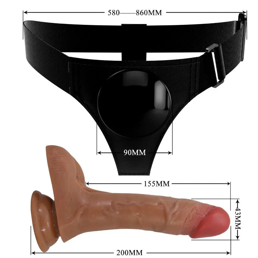 PRETTY LOVE - HARNESS BRIEFS UNIVERSAL CON DILDO VIBRACIÓN Y SQUIRTING 15.5 CM MULATO - Nuvica