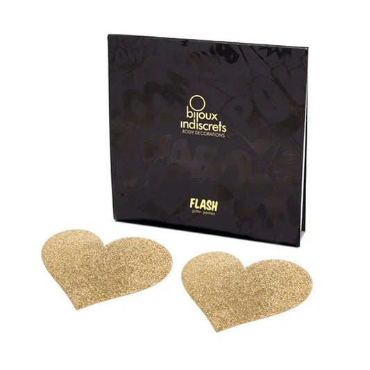 BIJOUX - INDISCRETS PEZONERAS FLASH CORAZÓN DORADO - Nuvica