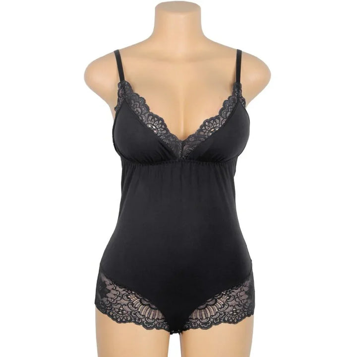 SUBBLIME - TEDDY DETALLE ENCAJE FLORAL NEGRO L/XL - Nuvica