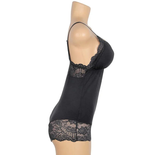 SUBBLIME - TEDDY DETALLE ENCAJE FLORAL NEGRO L/XL - Nuvica