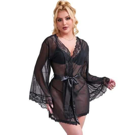 SUBBLIME - BATA TELA TRANSPARENTE DETALLE ENCAJE NEGRO S/M - Nuvica