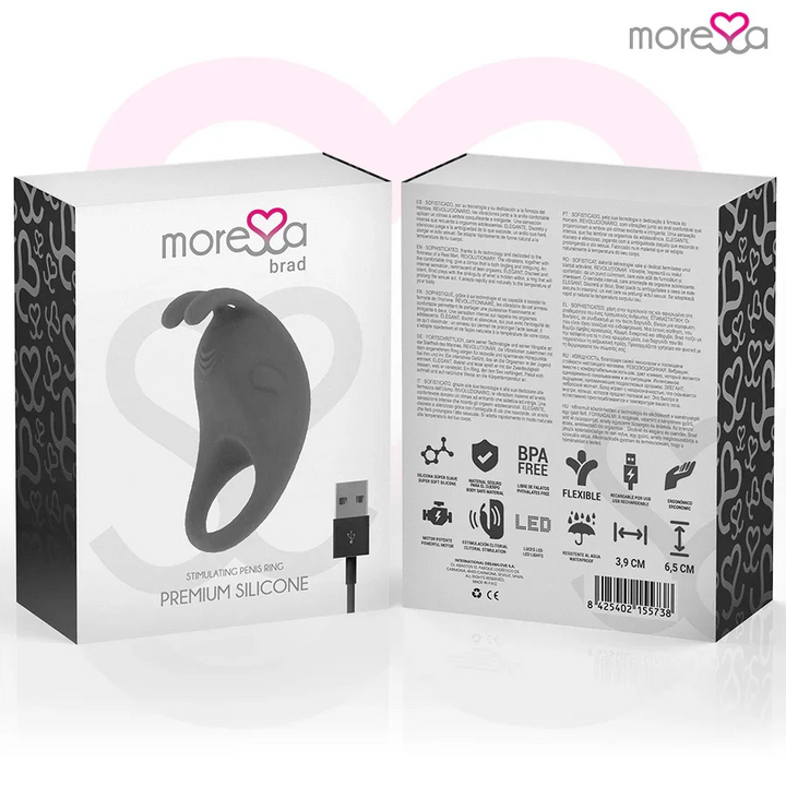 MORESSA - BRAD PREMIUM SILICONE RECARGABLE NEGRO - Nuvica