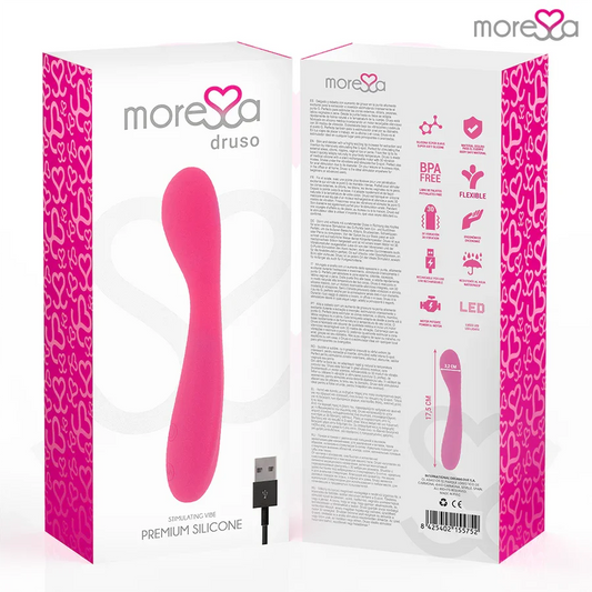 MORESSA - DRUSO MASAJEADOR DUO PUNTO G Y SUERO PELVICO PREMIUM SILICONE RECARGABLE - Nuvica