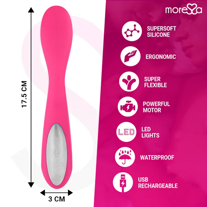MORESSA - DRUSO MASAJEADOR DUO PUNTO G Y SUERO PELVICO PREMIUM SILICONE RECARGABLE - Nuvica