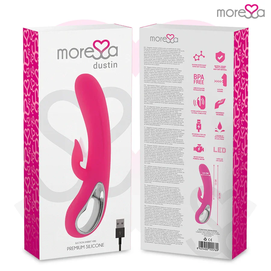 MORESSA - DUSTIN ONDAS ESTIMULADORAS CLITORIAL Y POTENTE VIBRACIÓN PREMIUM SILICONE RECARGABLE - Nuvica