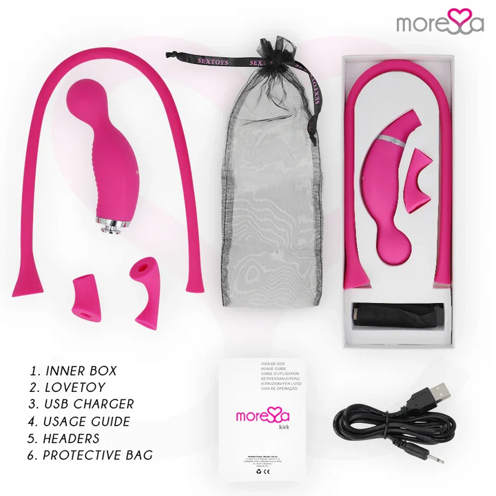 MORESSA - KIRK DUO ONDAS ESTIMULADORAS + MASAJEADOR MULTI PRESTACIONES PREMIUM SILICONE RECARGABLE - Nuvica