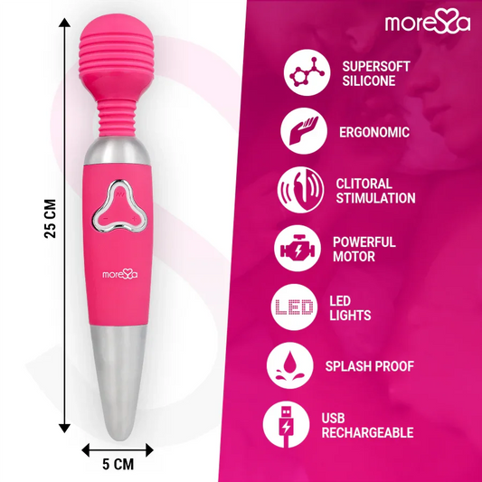 MORESSA - ODILON WAND POTENTE MOTOR MAS DOS CABEZALES PREMIUM SILICONE RECARGABLE - Nuvica