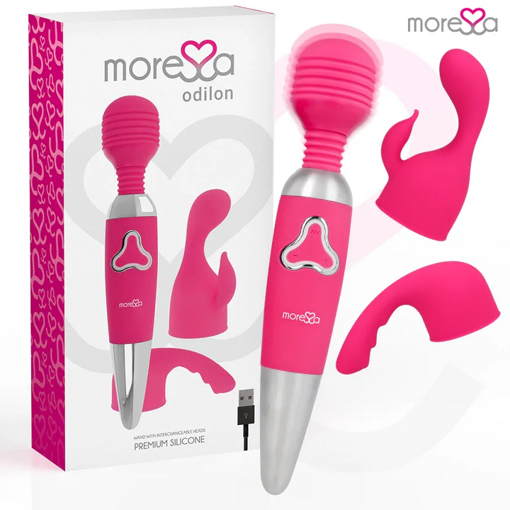MORESSA - ODILON WAND POTENTE MOTOR MAS DOS CABEZALES PREMIUM SILICONE RECARGABLE - Nuvica