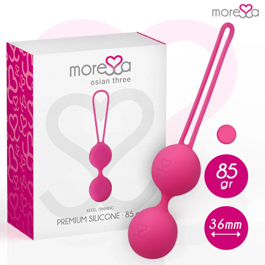MORESSA - OSIAN THREE ENTRENAMIENTO SUELO PELVICO 85 gr PREMIUM SILICONA ROSA - Nuvica