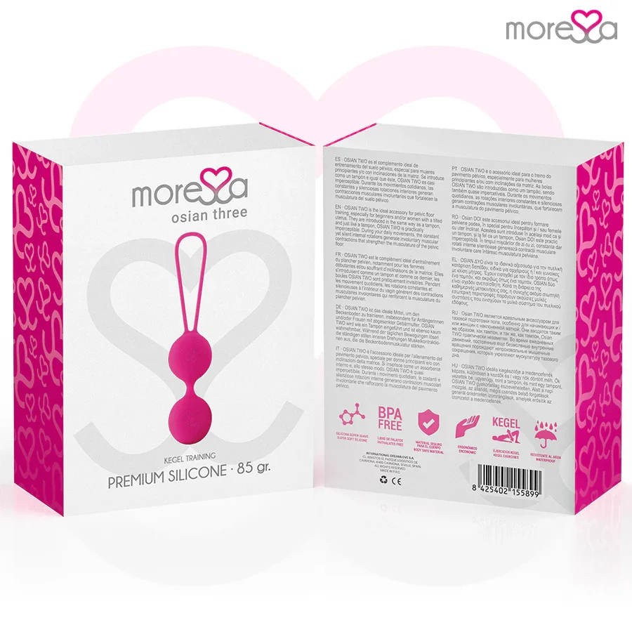 MORESSA - OSIAN THREE ENTRENAMIENTO SUELO PELVICO 85 gr PREMIUM SILICONA ROSA - Nuvica