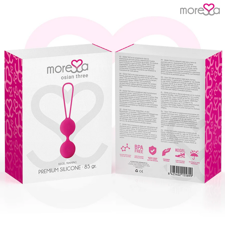 MORESSA - OSIAN THREE ENTRENAMIENTO SUELO PELVICO 85 gr PREMIUM SILICONA ROSA - Nuvica