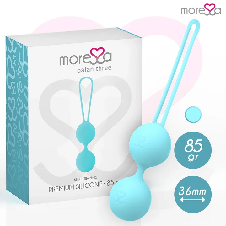 MORESSA - OSIAN THREE ENTRENAMIENTO SUELO PELVICO 85 gr PREMIUM SILICONA TURQUESA - Nuvica