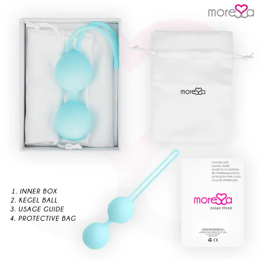 MORESSA - OSIAN THREE ENTRENAMIENTO SUELO PELVICO 85 gr PREMIUM SILICONA TURQUESA - Nuvica