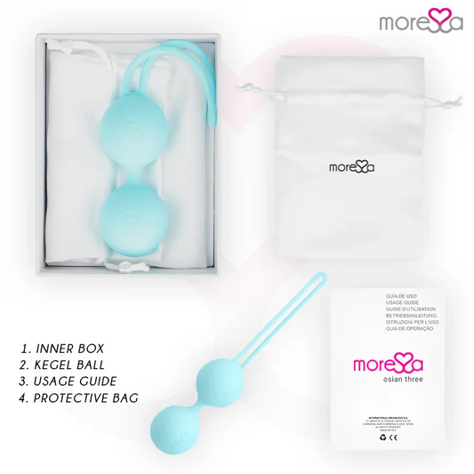 MORESSA - OSIAN THREE ENTRENAMIENTO SUELO PELVICO 85 gr PREMIUM SILICONA TURQUESA - Nuvica
