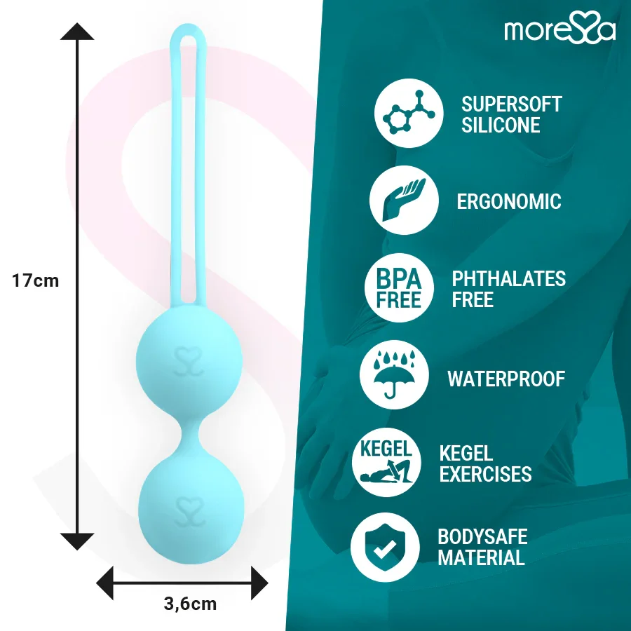 MORESSA - OSIAN THREE ENTRENAMIENTO SUELO PELVICO 85 gr PREMIUM SILICONA TURQUESA - Nuvica