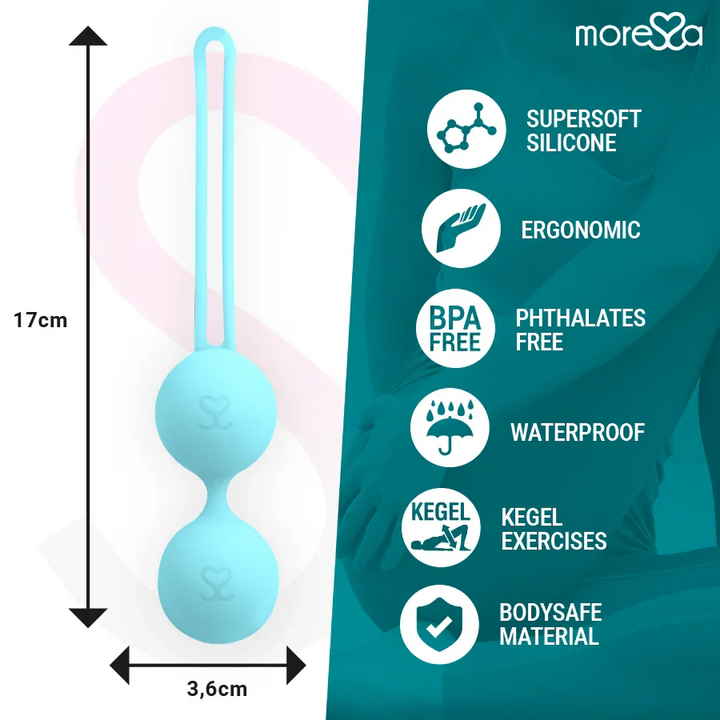 MORESSA - OSIAN THREE ENTRENAMIENTO SUELO PELVICO 85 gr PREMIUM SILICONA TURQUESA - Nuvica
