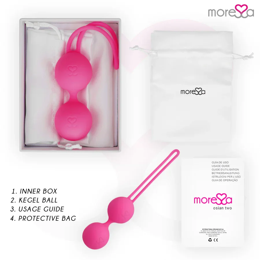 MORESSA - OSIAN TWO ENTRENAMIENTO SUELO PELVICO 101gr PREMIUM SILICONA ROSA - Nuvica