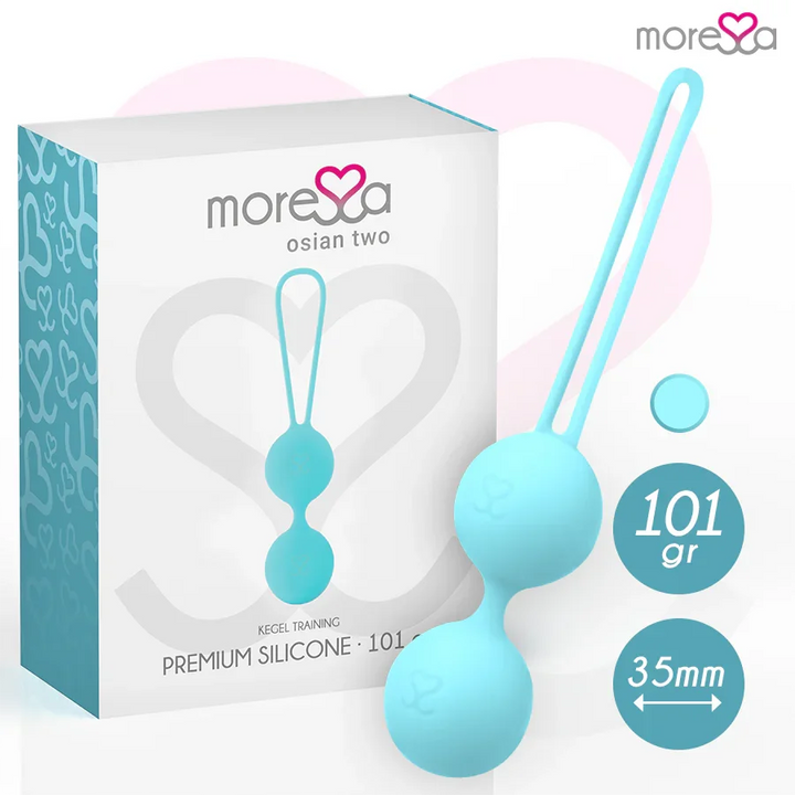 MORESSA - OSIAN TWO ENTRENAMIENTO SUELO PELVICO 101gr PREMIUM SILICONA TURQUESA - Nuvica