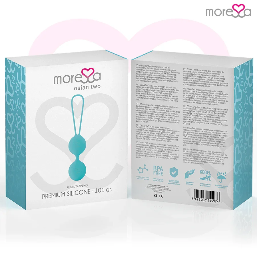 MORESSA - OSIAN TWO ENTRENAMIENTO SUELO PELVICO 101gr PREMIUM SILICONA TURQUESA - Nuvica