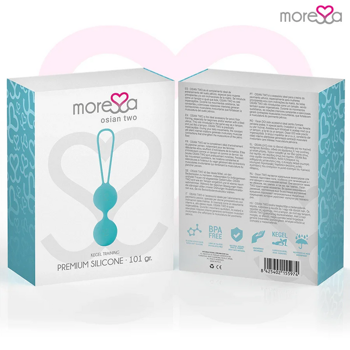 MORESSA - OSIAN TWO ENTRENAMIENTO SUELO PELVICO 101gr PREMIUM SILICONA TURQUESA - Nuvica