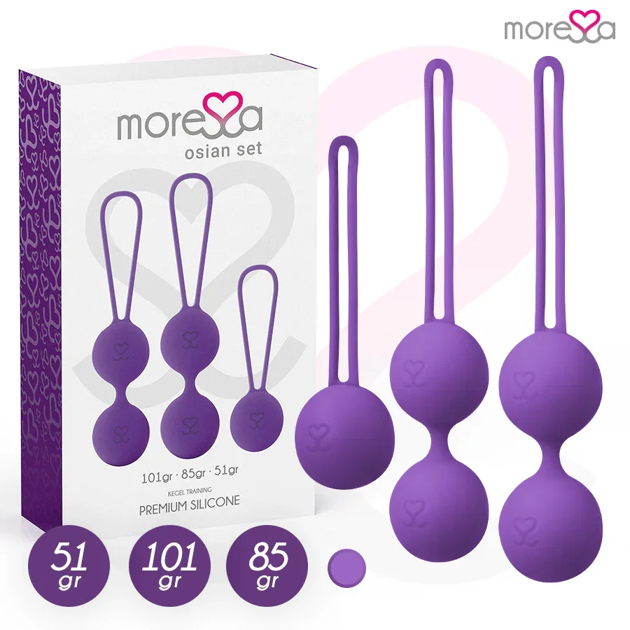 MORESSA - OSIAN SET Osian One; 51 Gr / Osian Two; 101 Gr / Osian Three 85 gr PREMIUM SILICONA LILA - Nuvica