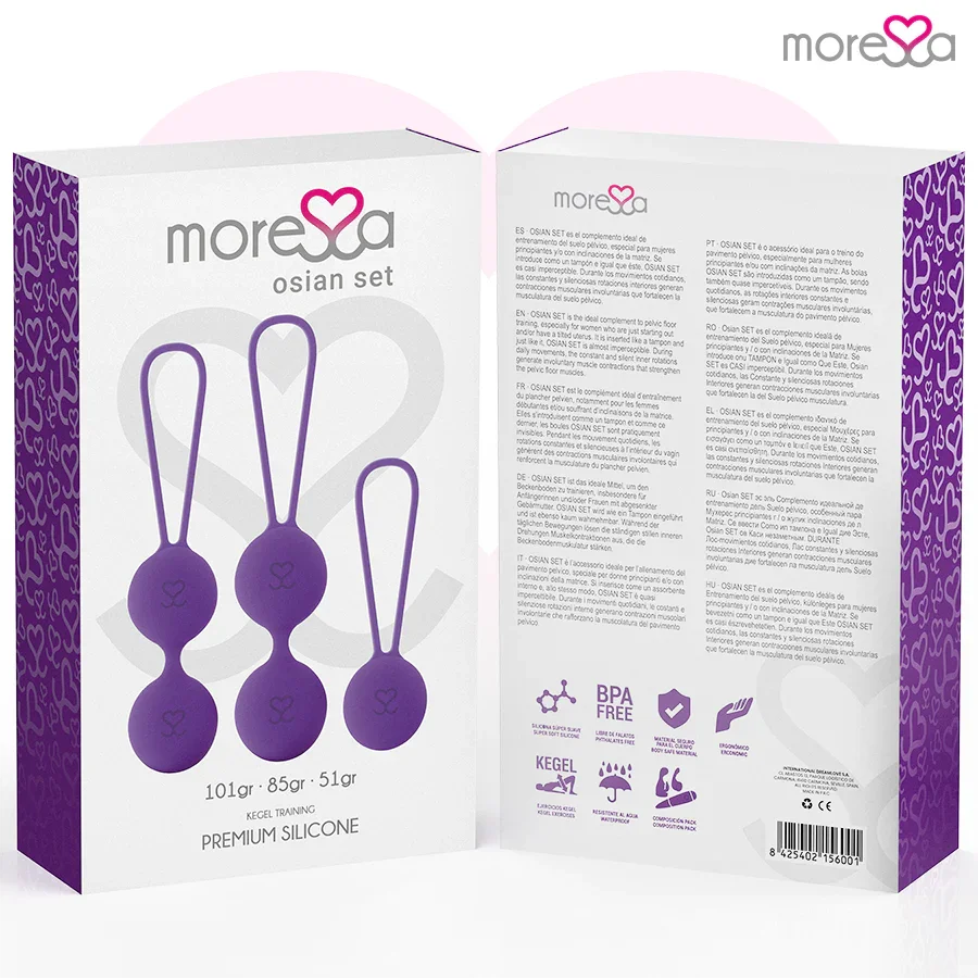 MORESSA - OSIAN SET Osian One; 51 Gr / Osian Two; 101 Gr / Osian Three 85 gr PREMIUM SILICONA LILA - Nuvica