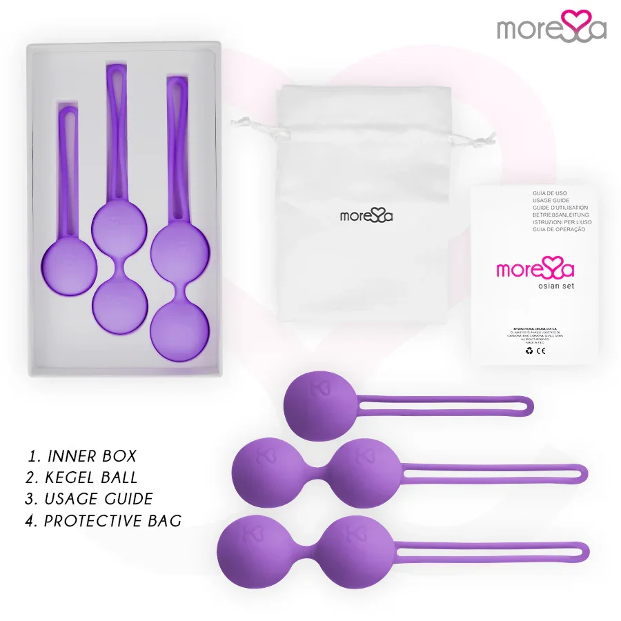 MORESSA - OSIAN SET Osian One; 51 Gr / Osian Two; 101 Gr / Osian Three 85 gr PREMIUM SILICONA LILA - Nuvica