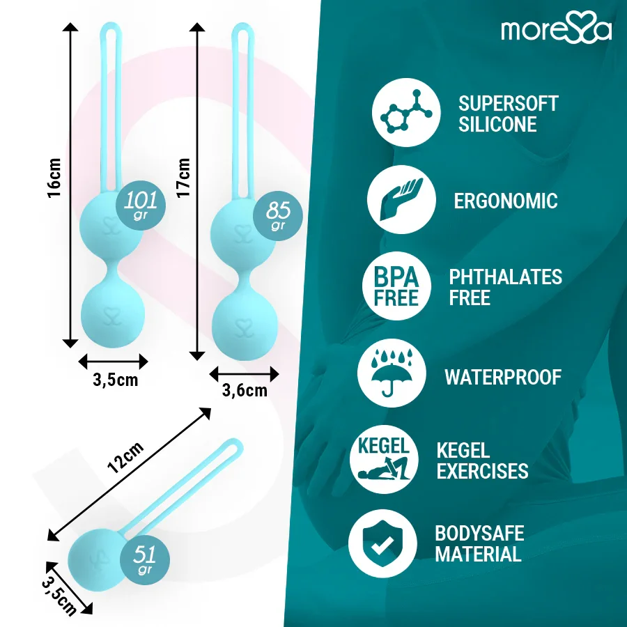 MORESSA - OSIAN SET Osian One; 51 Gr / Osian Two; 101 Gr / Osian Three 85 gr PREMIUM SILICONA TURQUESA - Nuvica