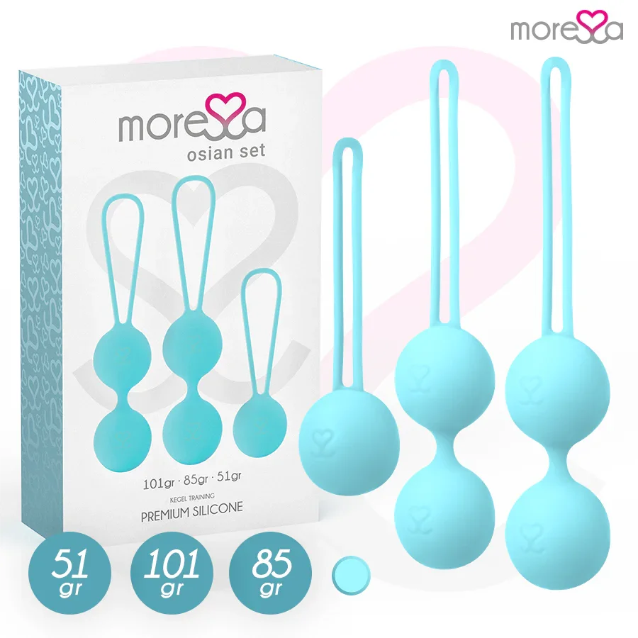 MORESSA - OSIAN SET Osian One; 51 Gr / Osian Two; 101 Gr / Osian Three 85 gr PREMIUM SILICONA TURQUESA - Nuvica
