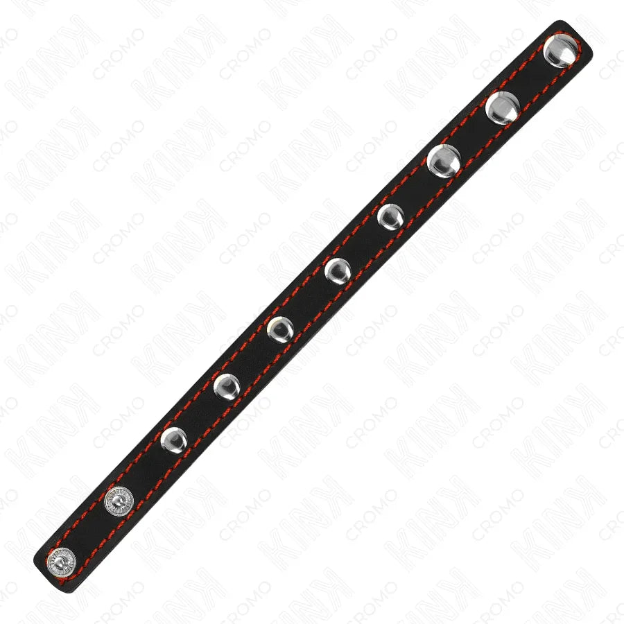 KINK - ANILLO PENE CUERO CON CIERRE A PRESIÓN FORRO ROJO 21 X 1.5 CM - Nuvica