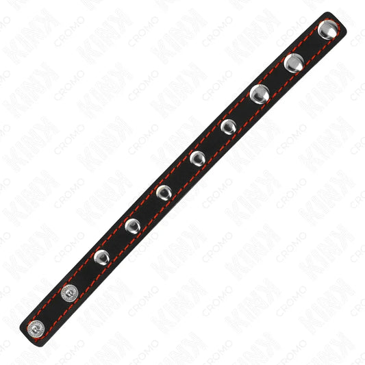 KINK - ANILLO PENE CUERO CON CIERRE A PRESIÓN FORRO ROJO 21 X 1.5 CM - Nuvica