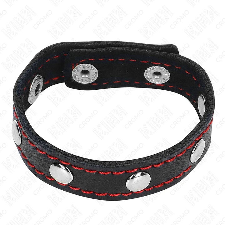 KINK - ANILLO PENE CUERO CON CIERRE A PRESIÓN FORRO ROJO 21 X 1.5 CM - Nuvica