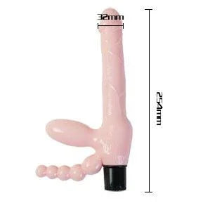 BAILE - ARNÉS SIN CUERDA TPR CON VIBRACIÓN Y ESTIMULACION ANAL 25.4 CM - Nuvica