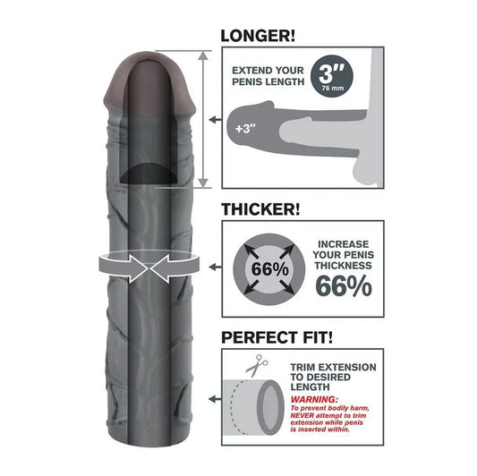 FANTASY X- TENSIONS - MEGA 3 EXTENSIÓN NEGRO PARA EL PENE - Nuvica