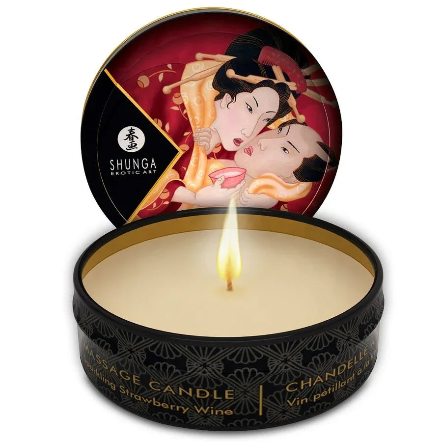 SHUNGA - MINI CARESS BY CANDELIGHT VELA MASAJE FRESAS Y CAVA 30 ML - Nuvica