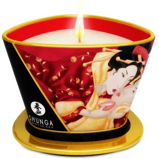 SHUNGA - MINI CARESS BY CANDELIGHT VELA MASAJE FRESAS Y CAVA 170 ML - Nuvica