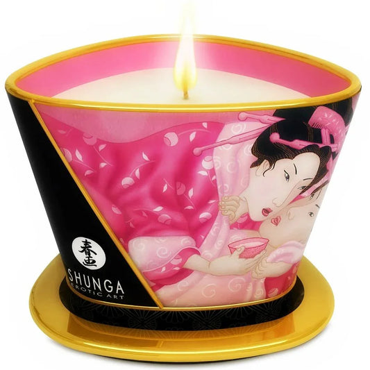 SHUNGA - MINI CARESS BY CANDELIGHT VELA MASAJE ROSAS AFRODISÍACAS 170 ML - Nuvica