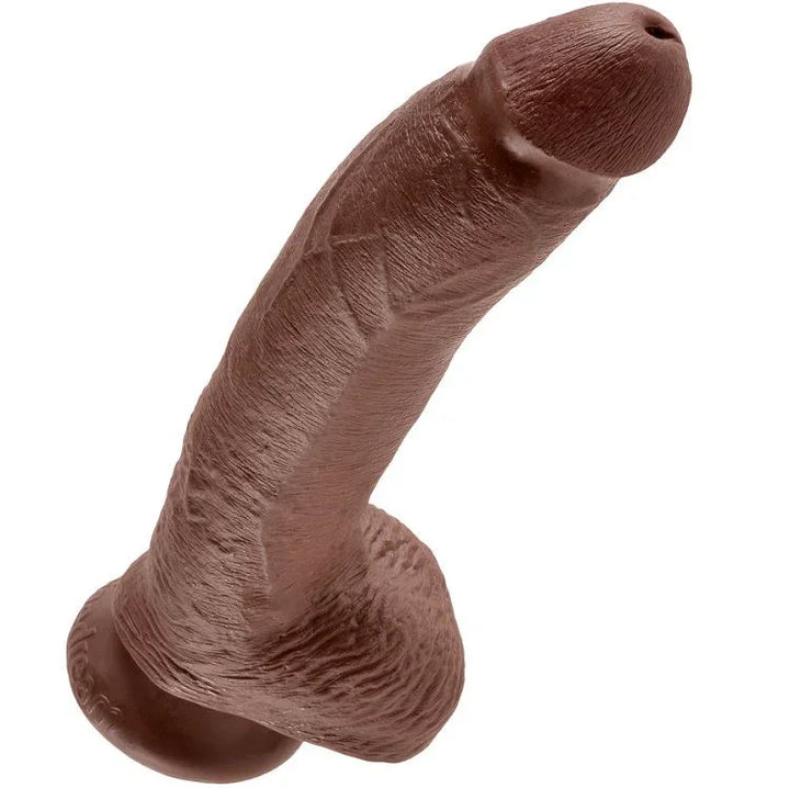 KING COCK - 9 PENE REALÍSTICO MARRÓN 22.9 CM - Nuvica